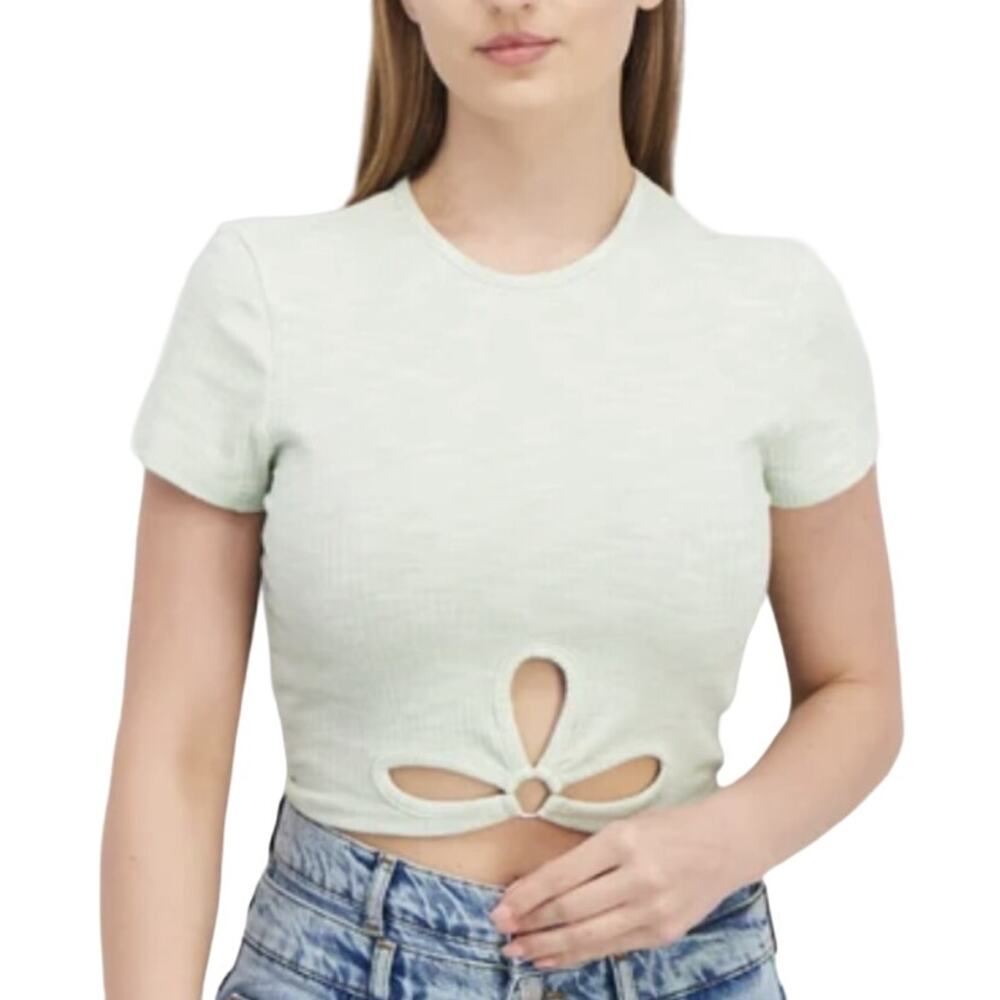 NWT ~ STREETWEAR SOCIETY Short Cropped Lime Green Ribbed Top ~ Women's SMALL